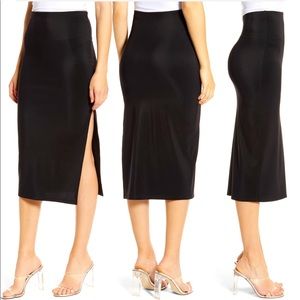 Leith High Side Slit Black Pencil Skirt